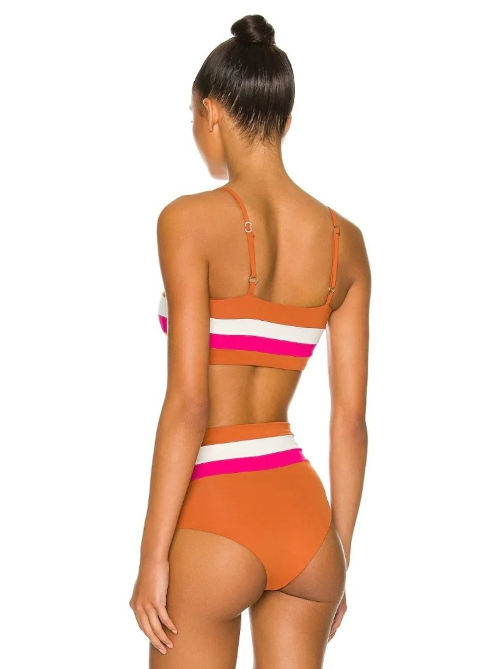 L*Space Rebel Stripe Bikini Top in Amber/Bougainvellia/Cream Small New Womens